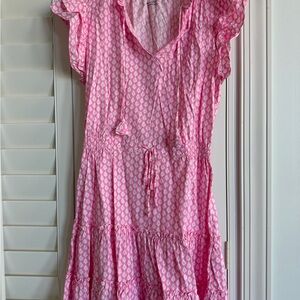 Vineyard Vines Pink Patterned Ruffle Dress